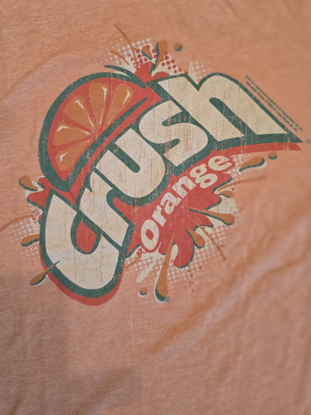 Vintage Y2K Crush Orange Graphic Ringer Tee - Peach Coral Short Sleeve